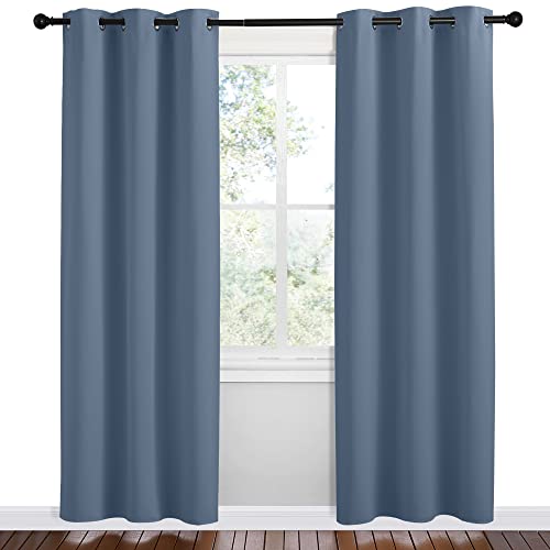 NICETOWN Blackout Curtains - 42 x 78 Inch Stone Blue Thermal Grommet Panels