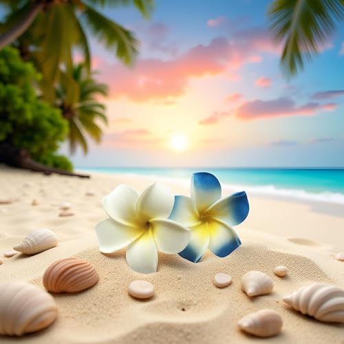 Mozff Hawaiian Plumeria Flower Hair Clips 2-Piece Set 7cm Foam Beach Accessories