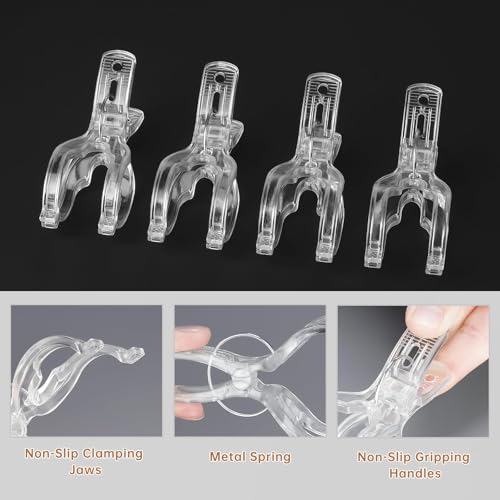 NiHome 4-Pack Clear Spring-Loaded Kitchen Towel Clips, Anti-Slip Holder for Secure Towel Storage