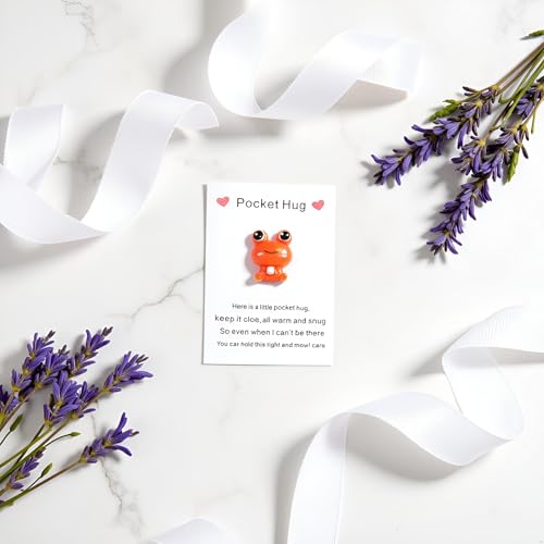 Set of 5 Pocket Hug Frog Tokens with Heart - Thoughtful Gifts