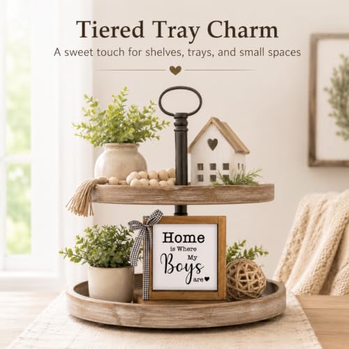 Home is Where My Boys Are Sign | Rustic Wooden Family Quote Plaque