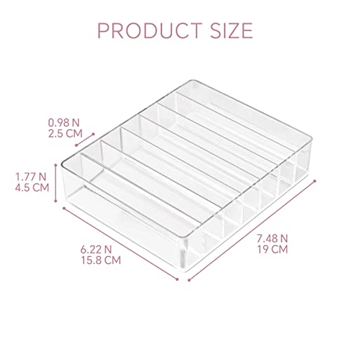 Acrylic Makeup Organizer with 7 Slots for Vanity & Drawer Storage