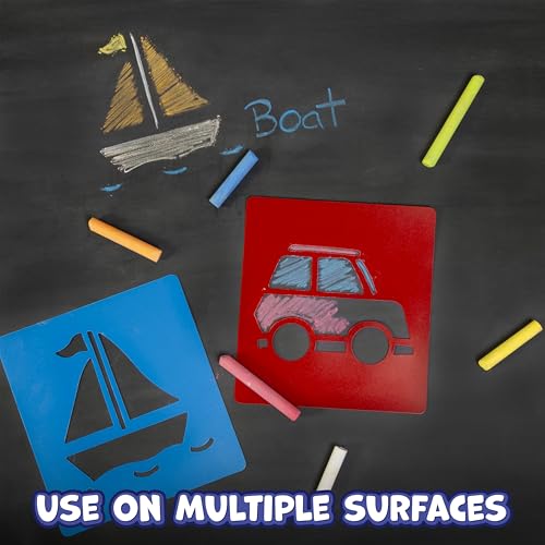 Transportation Stencils Set for Kids | 6 Durable Designs