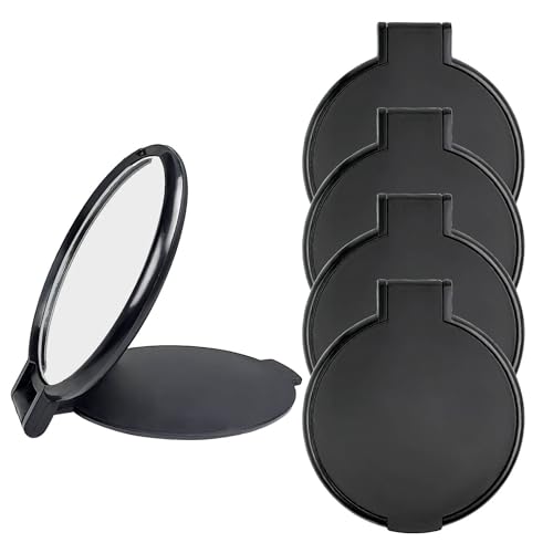 Tenalleys Mini Round Folding Pocket Mirror 4-Pack Black