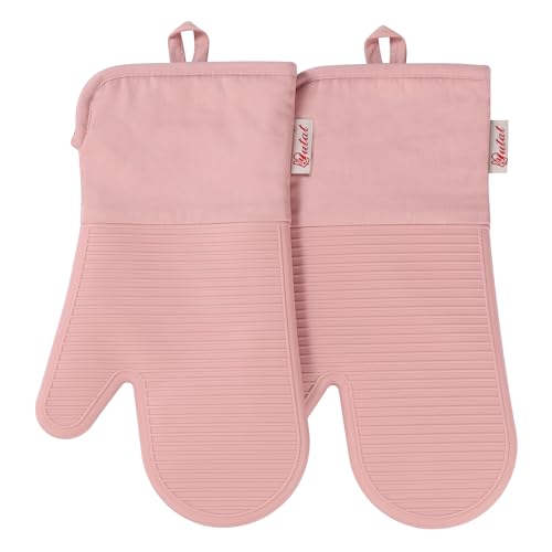 YUTAT Silicone Oven Mitts - Heat Resistant, Waterproof, 2 Pcs Set for BBQ & Baking