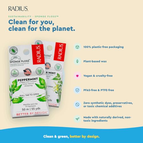 RADIUS Vegan Sponge Floss Vanilla Mint 55yd