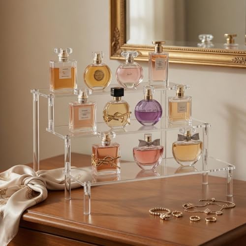 WEERSHUN 3-Tier Acrylic Display Stand, Clear Tabletop Organizer for Figures