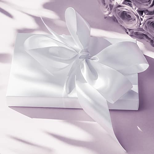 LIUYAXI 1/2" Double-Faced Satin Ribbon - 25 Yards, White