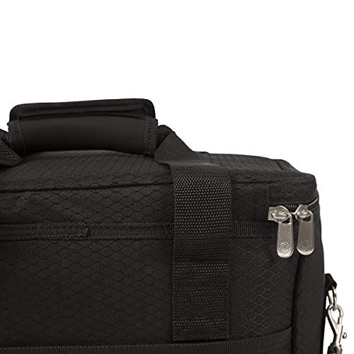 PICNIC TIME Cellar 6-Bottle Wine Carrier & Cooler Tote, Insulated Padded Wine Cooler Bag for Travel, Portable Bag with Polyester Exterior and Water-Resistant Base, (Black with Gray Accents)