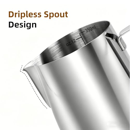 Stainless Steel Coffee Milk Pitcher 350ml for Latte Art