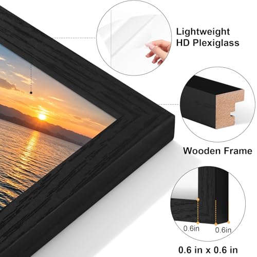 Vittanly 5x7 Double Picture Frame - Hinged MDF Frame with Plexiglass