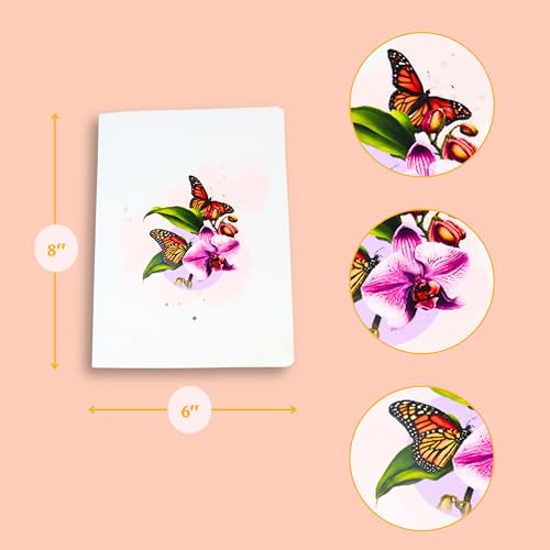3D Orchid and Butterfly Pop Up Thank You Card - 6x8 Inch