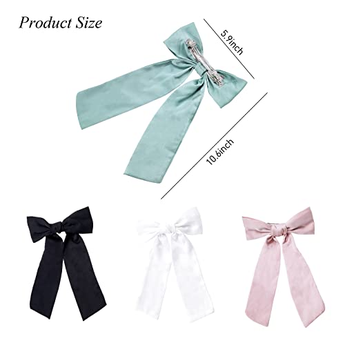 B.PHNE 4 Pack Satin Hair Bows for Women and Girls - French Silk Bowknot Clips