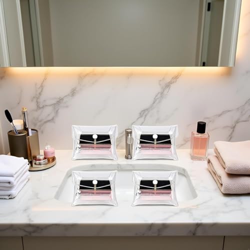 Senyango 4-Pack Mini Clear PVC Makeup Bags with Snap Closure