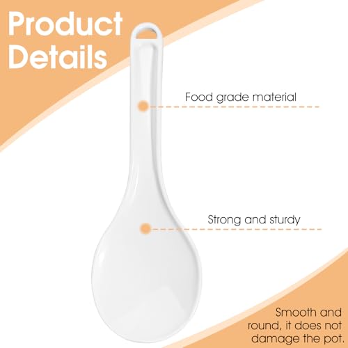 Giantree Non-Stick Plastic Rice Paddle 2-Pack, 7.7 Inch White Rice Spoon