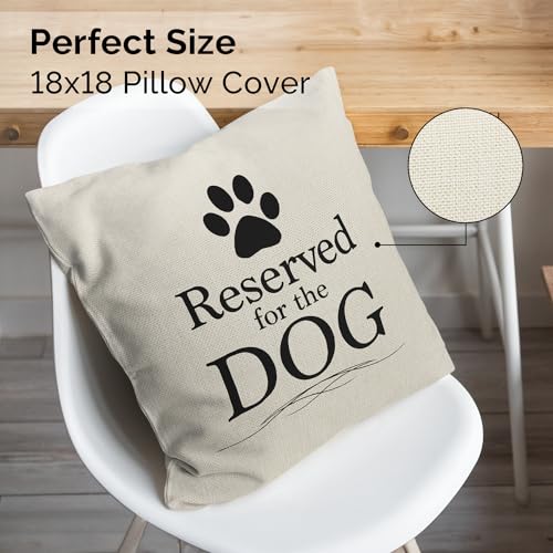 Reserved for The Dog Linen Throw Pillow Cover, 18x18 Decorative Dog Case