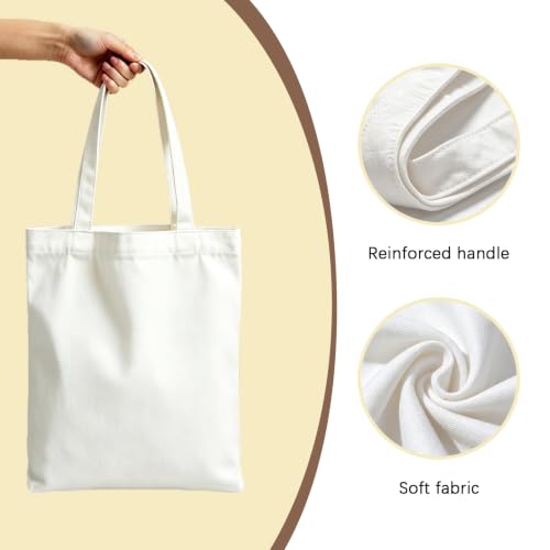 ORJ Blank Sublimation Canvas Tote Bags - 15x16 Inch, Set of 6