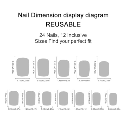 JCWGXC Summer Press on Nails Medium Square Black French Tip False Nails