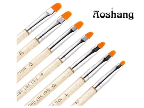 Aoshang 7Pcs UV Gel Nail Brush Set Poly Extension Painting Pens