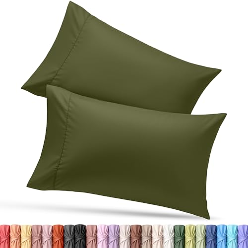 Utopia Bedding Queen Pillow Cases Set of 4 - Soft Microfiber, Olive