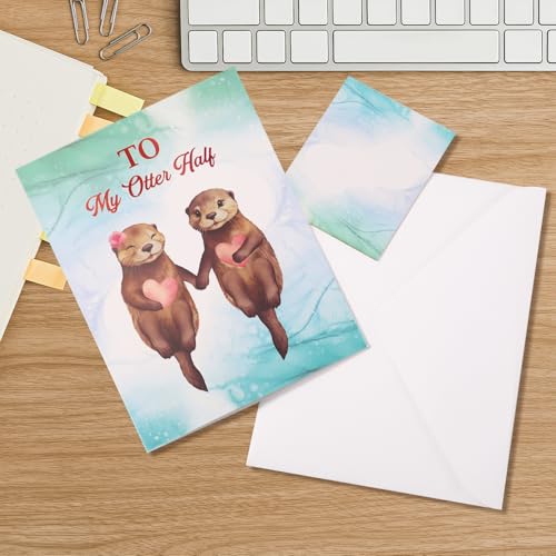 3D Pop Up Anniversary Card with Cute Otters - Greeting Card Set