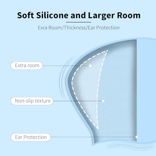 2 Pack Swim Cap Women Adult - Stylish Silicone Swim Cap for Long Hair - Waterproof Swim Caps for Girls Women - Comfortable Fit for Pool, Beach