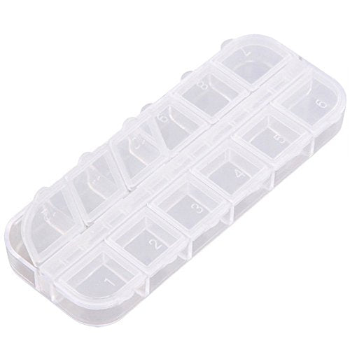 6-Pack Nail Art Storage Box with 12 Compartments - Rhinestone Organizer
