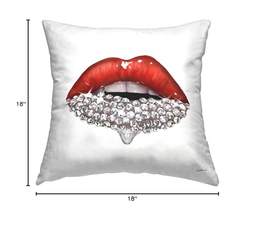 Stupell Industries Red Glam Lips with Glistening Cosmetic Stones Design by Ziwei Li