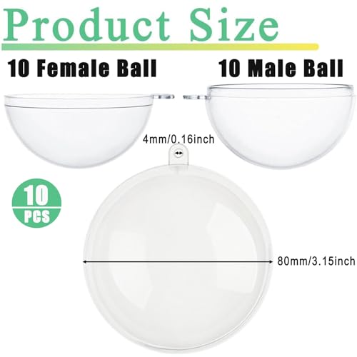Clear Fillable Ornaments 80mm - 10 Pack Plastic DIY Craft Balls