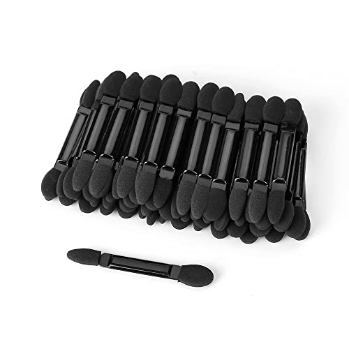 Disposable Double Head Eyeshadow Brushes 50 Pcs Black Makeup Sponge Applicators