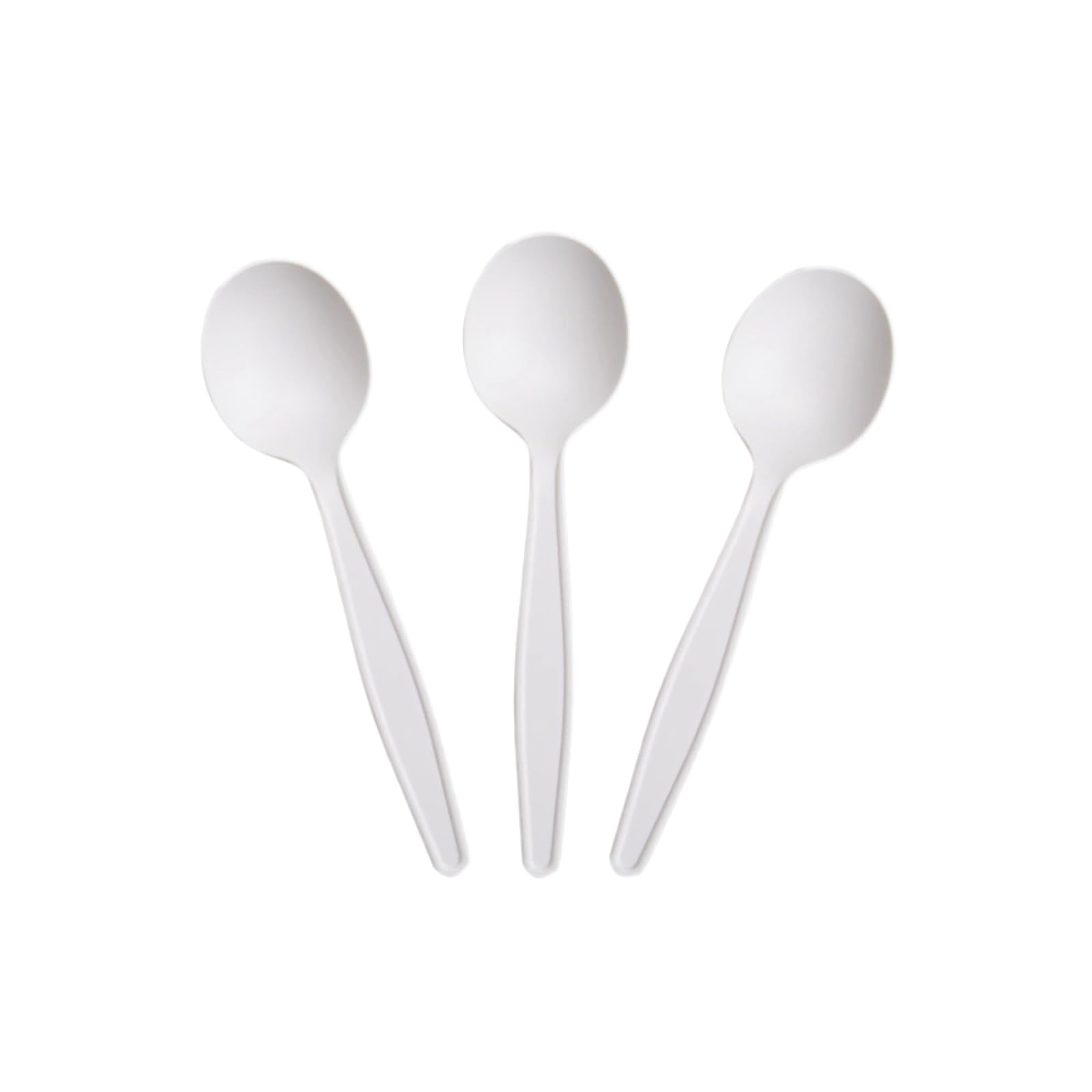Yoaier Eco-Friendly 6" Disposable Soup Spoons - 50 Pack Heavy Duty Disposable Silverware, Extra-Length Cornstarch Serving Spoons for Hot Soup, Ice Cream,Chili, Parties (Ivory)