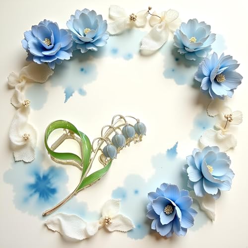 Blue Lily of the Valley Hair Accessories Metal Hairpins & Clips