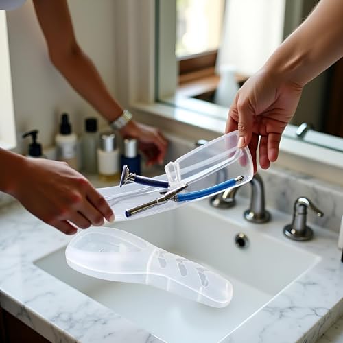 Transparent Portable Travel Shaver Holder & Manual Razor Protector Case