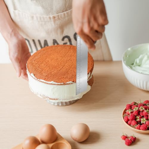 NQEUEPN 12 Inch Metal Cake Scraper and Stainless Steel Edge Smoother