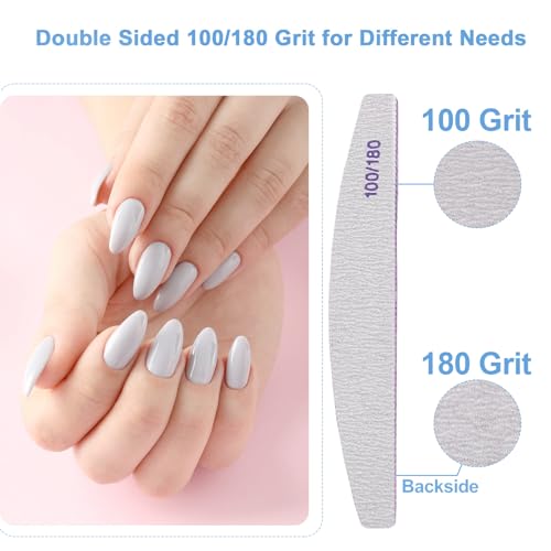 AhaTopia 12 Pcs Nail Files 100/180 Grit Double Sided Emery Boards