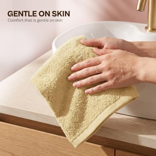 Utopia Towels 12 Pack Washcloths - 100% Cotton, 12x12 in, Beige