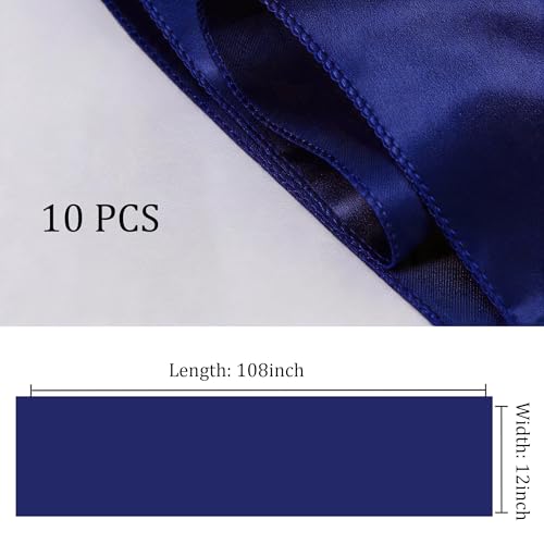 Navy Blue Satin Wedding Table Runners - 10 Pack, 12x108 Inches - Variation: Navy Blue / 10 pcs