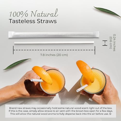 EcoPreps 100 Count Biodegradable Bamboo Fiber Straws - Wrapped 7.8”