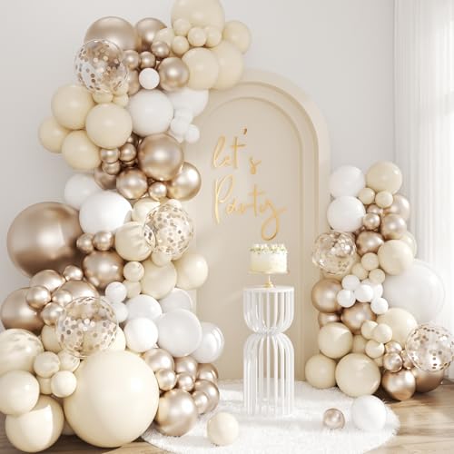 Champagne Gold Balloon Arch Kit - 143Pcs for Birthday & Wedding Decor