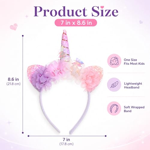 Glitter Unicorn Headband for Girls & Women - Sparkly Hair Accessory