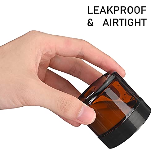 4 oz Glass Jars with Lids, 2 Pack Blue & Amber Small Leakproof Containers