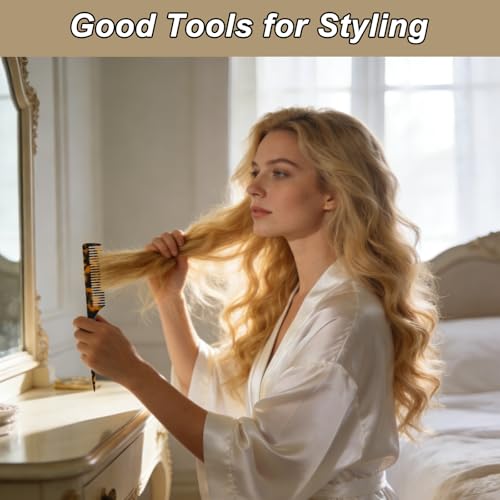 4Pcs Tortoiseshell Rat Tail Hair Comb Set - Anti-Static Styling Tools