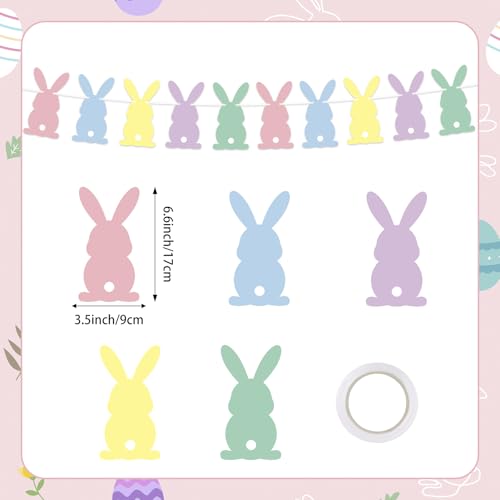 Colorful Easter Bunny Banner - 10 Rabbits Garland for Parties