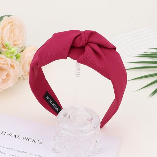 Amariver Hot Pink Knotted Wide Headband Soft Non-Slip Hair Band