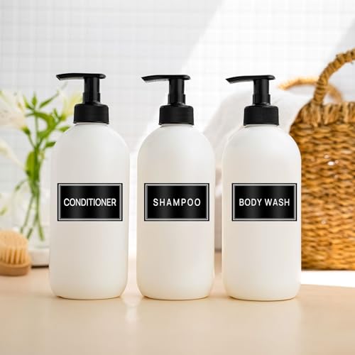 24PCS Waterproof Bathroom Labels for Soap & Shampoo Dispensers
