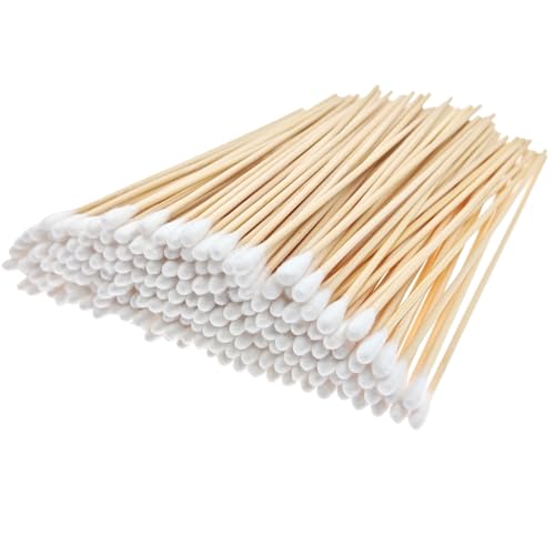 RIKWOG 6-Inch Long Cotton Swabs 200 Pcs Wooden Handle Ear Buds