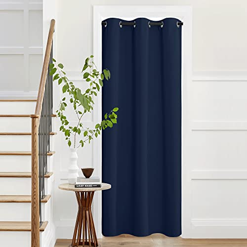NICETOWN Navy Blue Blackout Curtains for Doorway, 42x95