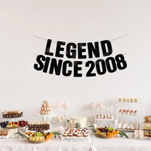 Happy 18th Birthday Banner - Pre-Strung Black Glitter Decor