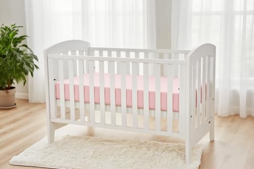 American Baby Company Fitted Crib Sheets, 2 Pack, White & Pink, 28"x52"