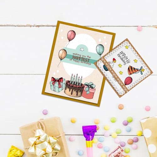 Estivaux Birthday Clear Stamps for Card Making - Cake & Balloons